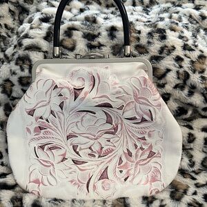 Patricia Nash Pink and White Floral Clutch